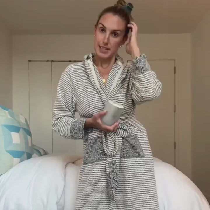 Black & White Hand Woven Turkish Cotton Hooded Robe